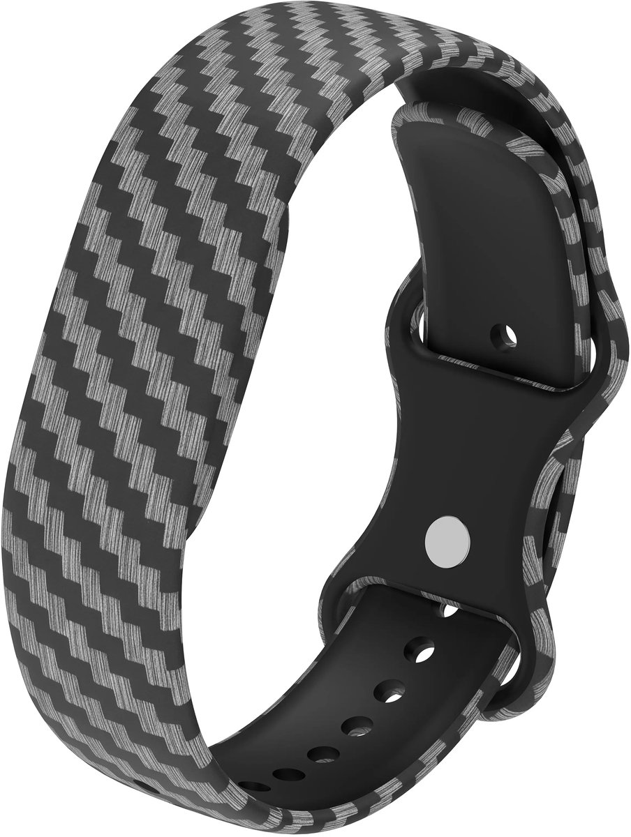 Strap-it Siliconen bandje met patroon geschikt voor Google Fitbit Air - Carbon Fibre