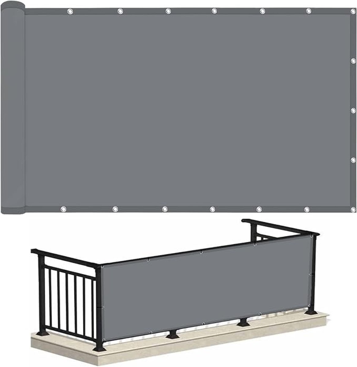 PolkaHome Zonnezeil Rechthoekig Waterdicht UV-bescherming 0,9x2m Donkergrijs