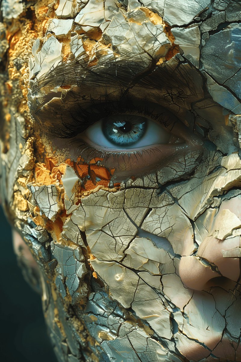 Gebroken Ogen Poster - Expressieve Kunst - Emotioneel Gezicht - Intensieve Blik - Psychologische Kunst - Diepgaand - posters - formaat 30x40cm - Wanddecoratie - XS2316MT