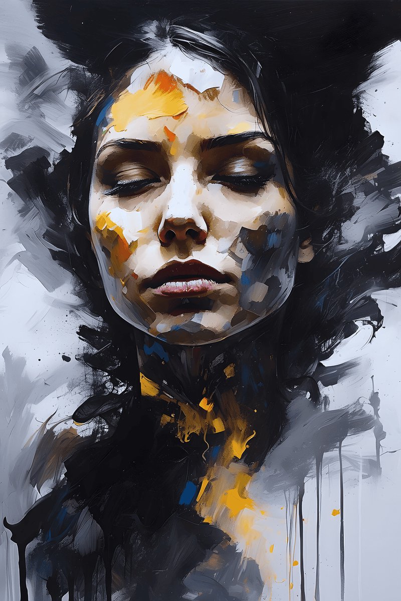 Zwart Wit Poster - Hoofd Abstract - Kamerdecoratie - posters - formaat 70x100cm - Abstracte - Wanddecoratie - Moderne Kunst - L1678MT