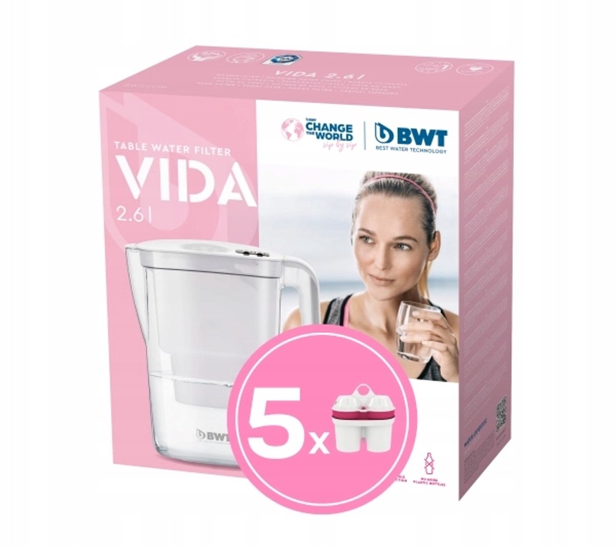 BWT Vida Waterfilterkan 2,6L - 5 Filters - Wit