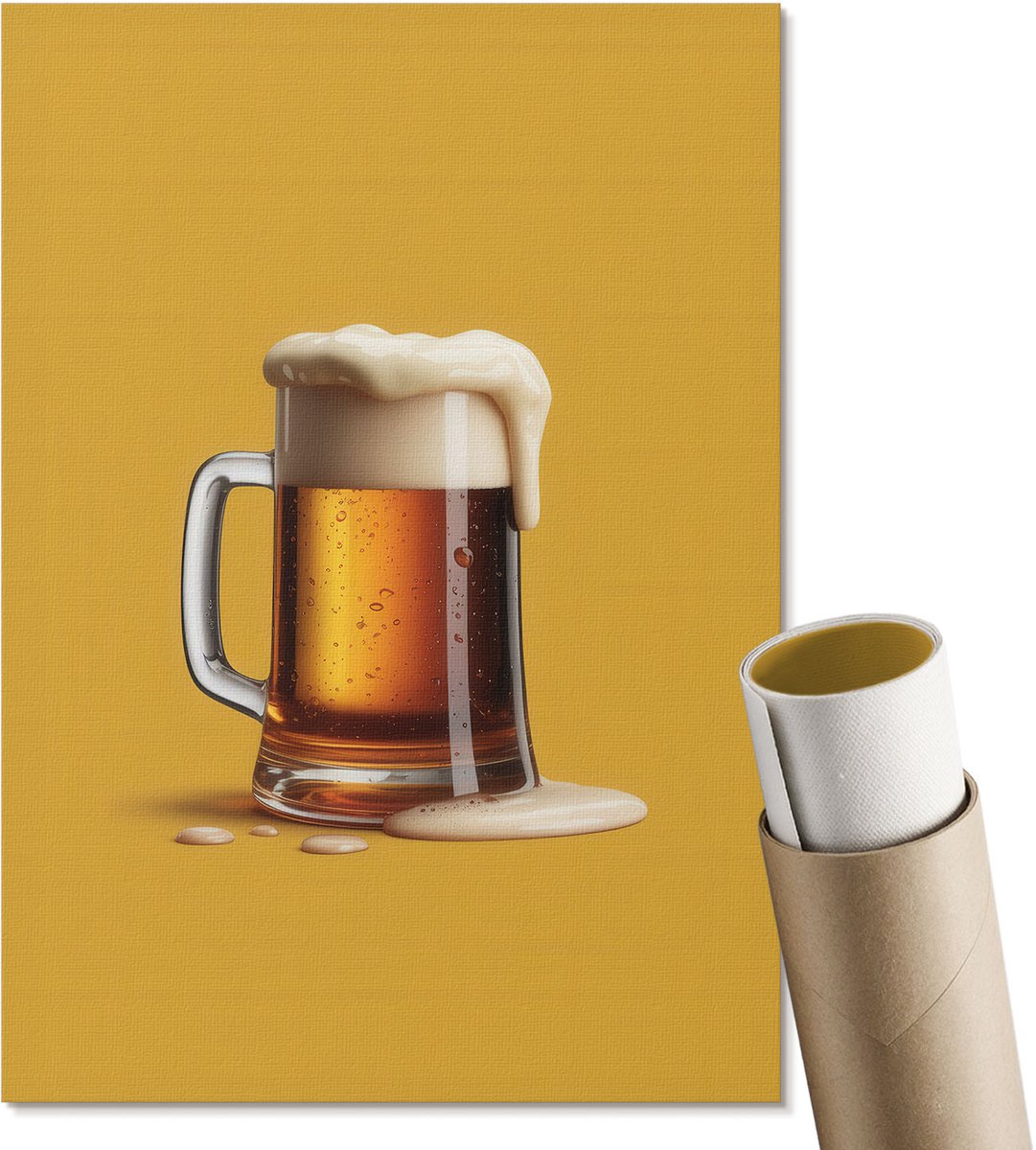 Coloray Polycanvas Poster - Een Mok Bier, Fotografie - A4 - Geel Motief - Rechthoek - Decoratieve poster - Woonkamer, Slaapkamer, Kantoor - Modern