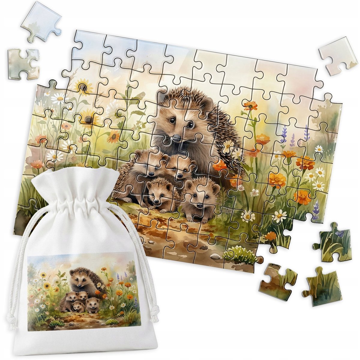 Merkloos Puzzel Egel Aquarel 70 Stukjes