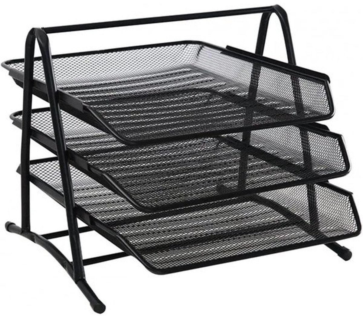 Brievenbakje Metaal - Documenten Organizer - Bureau Ordenen - Stapelbaar Ontwerp - 100x100x100 mm - Zwart