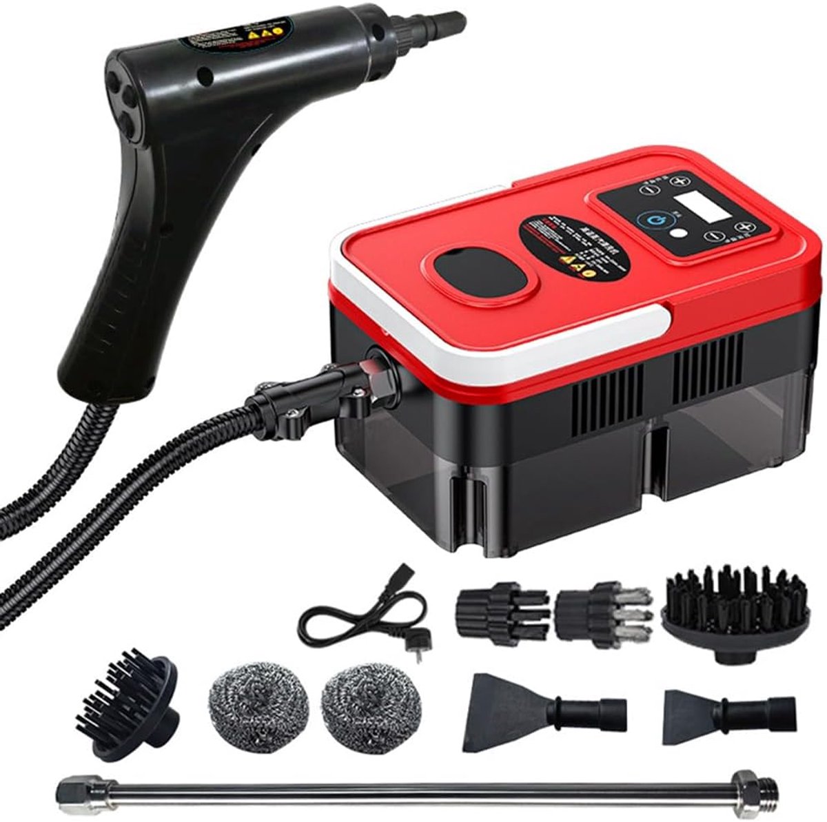 Stoomreiniger - 3500W multifunctionele krachtige stoomreiniger met 3 borstels, 1200ml watertank, 3 bar hogedruk stoomreiniger - red
