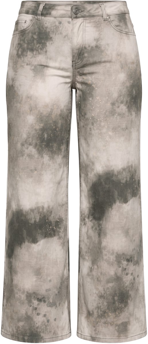 MIAMODA - Dames - Jeans wijde pijpen print 5-pocket - Zacht graniet - Maat 60
