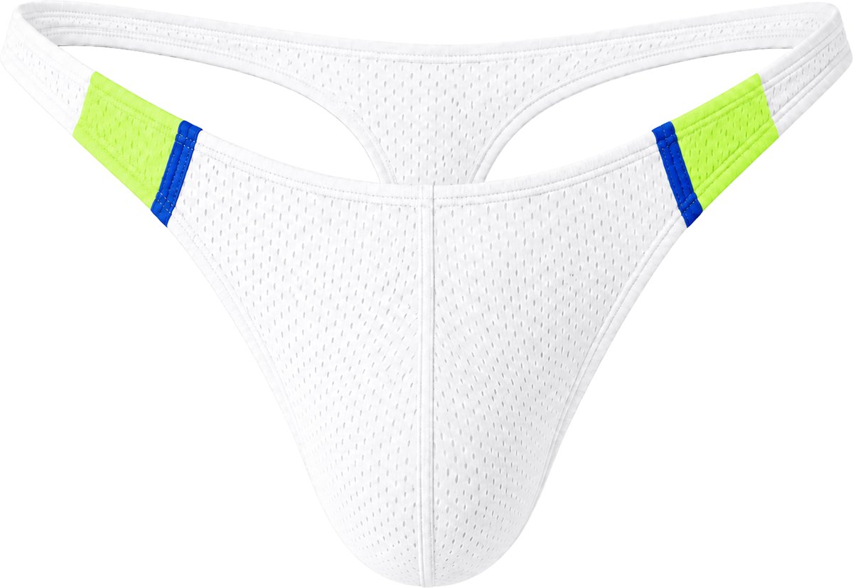 Barcode Berlin Thong RONAK White-Yellow-Blue - MAAT L - Heren Ondergoed - String voor Man - Mannen Thong