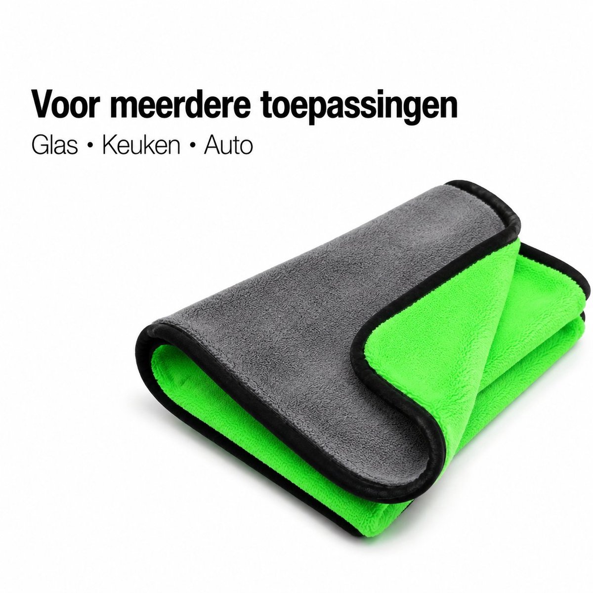 R&H® Microvezeldoek 90x60 cm - 500 g/m² - Pluisvrije Droogdoek voor Auto, Keuken en Ramen - Grijsgroen