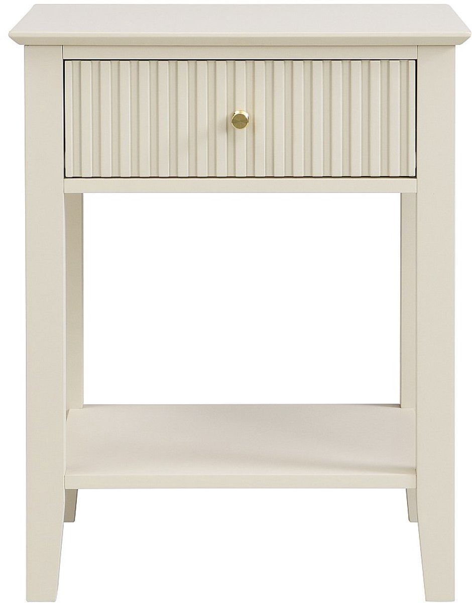 Vente-unique Set van 2 nachtkastjes met 1 lade en 1 plateau - MDF - Beige - NIRIVA