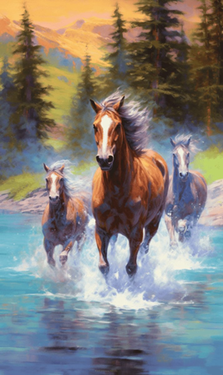 Paarden Poster - Wilde Paarden - Paarden - Natuur - Dieren - posters - formaat 70x100cm - L506