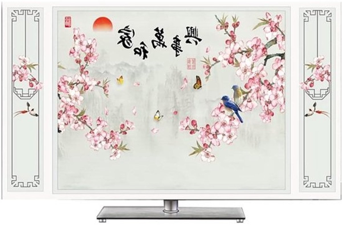 TV Hoes - Monitor Beschermer - Stof Vrij Houden - Zachte Polyester Stof - Tot 85 Inch - Chinees Patroon