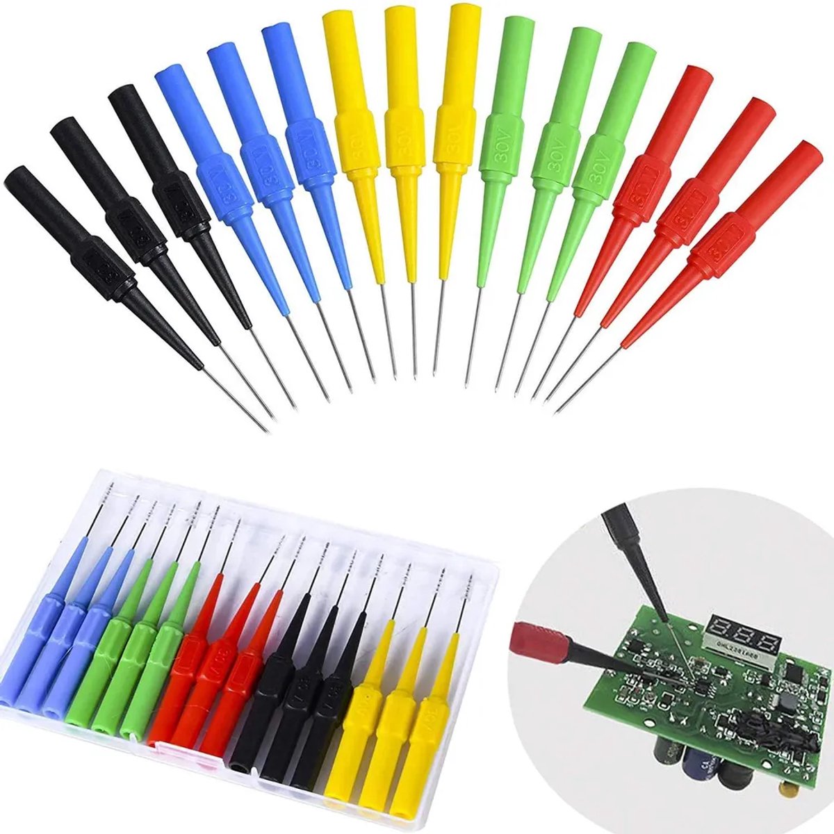15 testprobes Geschikt voor banaanstekkers, 7 mm, Geschikt voor multimeters en automotive toepassingen.