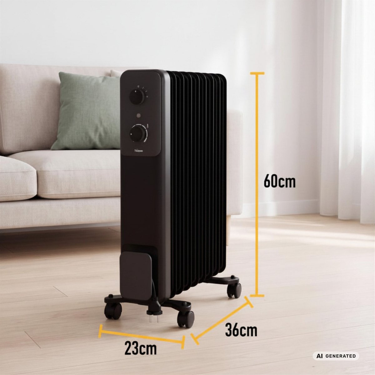 Tristar KA-5380 Oliegevulde Radiator – Elektrische Verwarming 2000W – Stil – Met Thermostaat – 3 Warmtestanden – Mobiele Kachel – foto 3