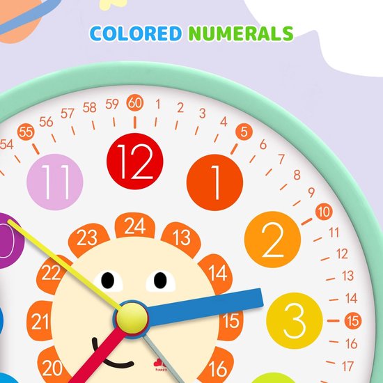 Kinderwekker Analoog - Leren Klok - Tijd Leren - Geruisloze Werking - 10 cm Hoog - Wit — afbeelding 5