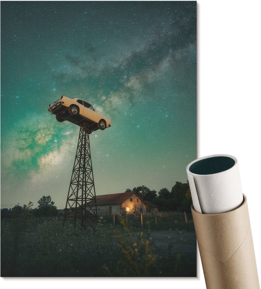 Coloray Polycanvas Wandposter - Koffie Met Bloemen, Fotografie - A3 - Wit Wandposter - Rechthoek - Canvasposter - Woonkamer, Slaapkamer, Kantoor - Klassiek