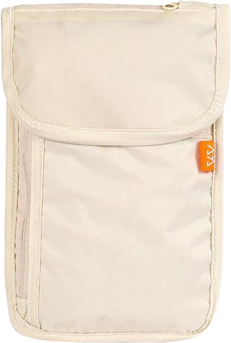 Reistas Paspoort Organizer - Reisportemonnee Kaarthouder - Veilig Reizen - Waterdicht Anti-diefstal - 21 x 12.5 cm - Beige