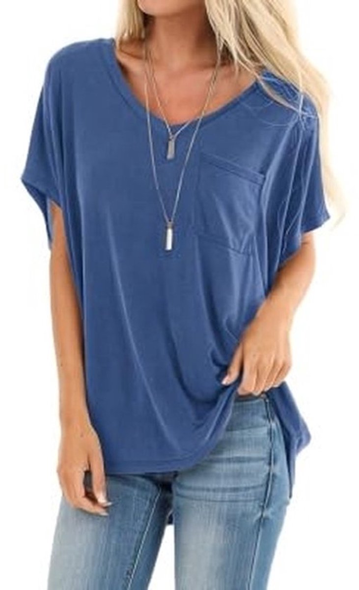 Dailygoods- Zomer T-shirt Dames XL – Lichtgewicht Comfortabel Blauw