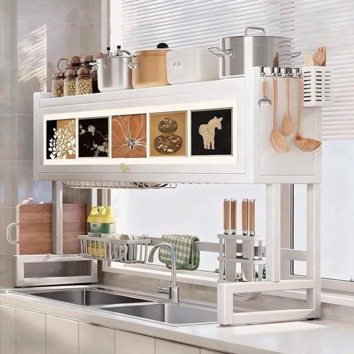 Keuken Afdruiprek - Droogrek Keuken - Keuken Organiseren - Met Deksel - Ruimtebesparend - Zwart