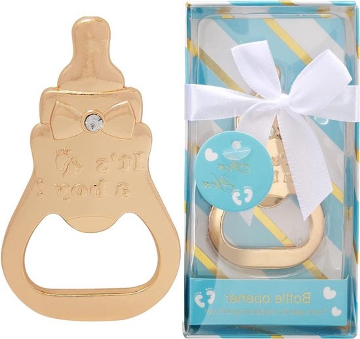Flesopener Set - Babyfeest Bedankjes - Feestelijke Drankjes Openen - Babyfles Vorm - 24 Stuks - Blauw