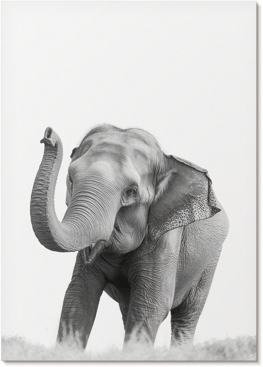 Tulup Polycanvas Wandposter - Artistieke Olifant, Fotografie - A4 - Grijs Design - Rechthoek - Canvasposter - Woonkamer, Slaapkamer, Kantoor - Klassiek