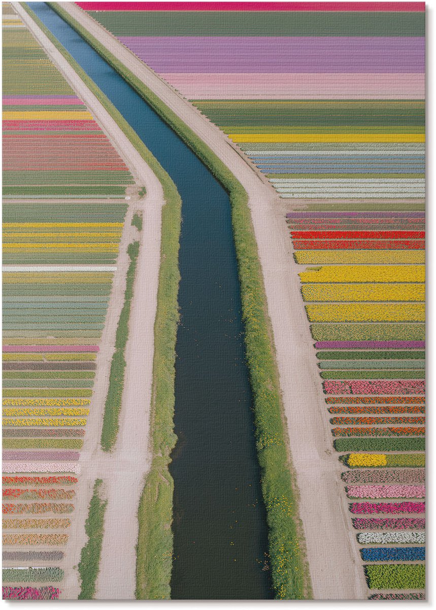 Tulup Polycanvas Wandposter - Bloemenvelden, Fotografie - A4 - Groen Illustratie - Rechthoek - Interieurdecoratie - Woonkamer, Slaapkamer, Kantoor - Klassiek