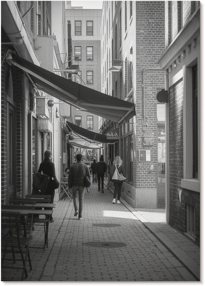 Tulup Polycanvas Poster - Stadsstraat, Fotografie - A4 - Zwart-wit Kunst - Rechthoek - Wandkunst - Woonkamer, Slaapkamer, Kantoor - Modern