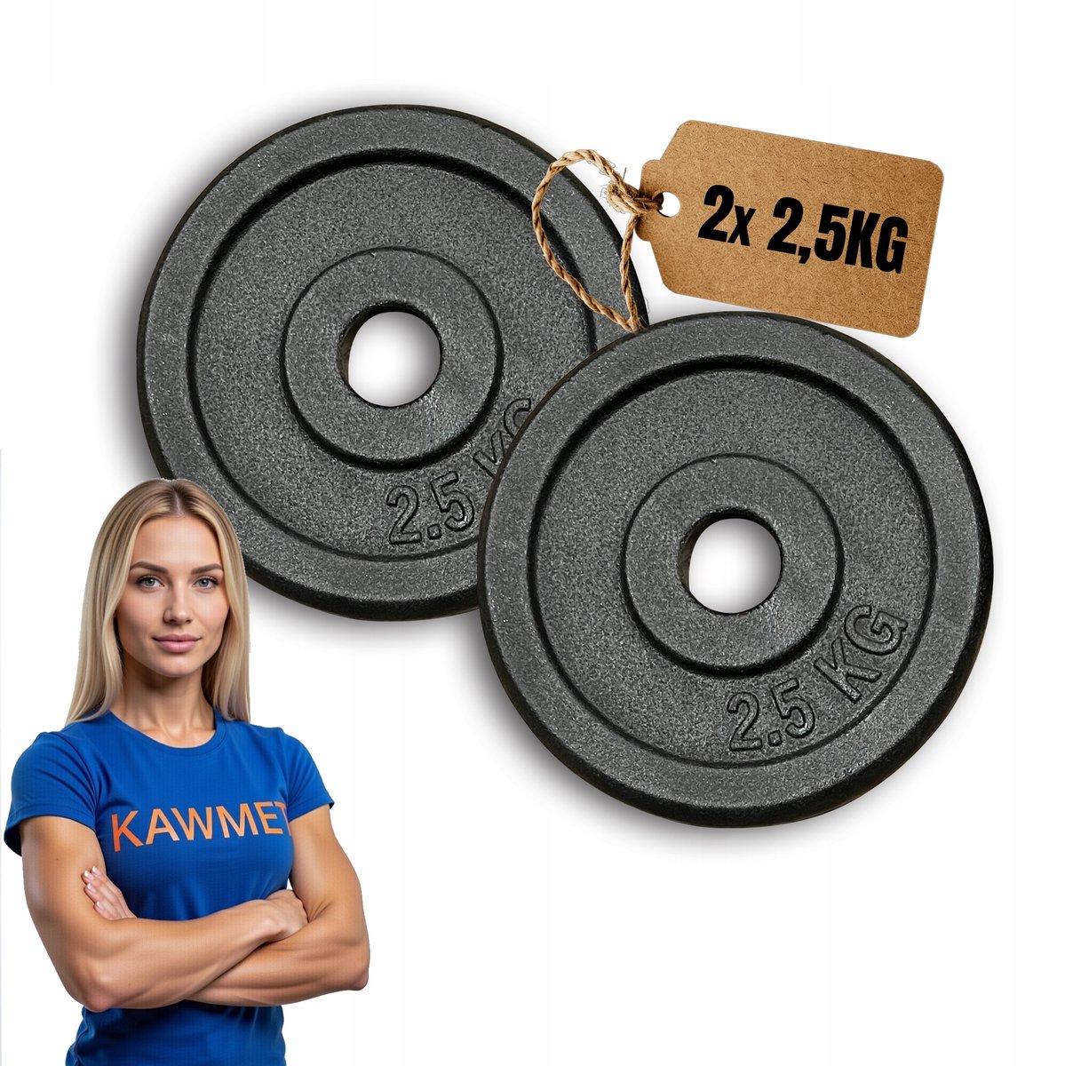KAWMET Gietijzeren Halterschijven 2x2,5kg - 31mm voor Krachttraining