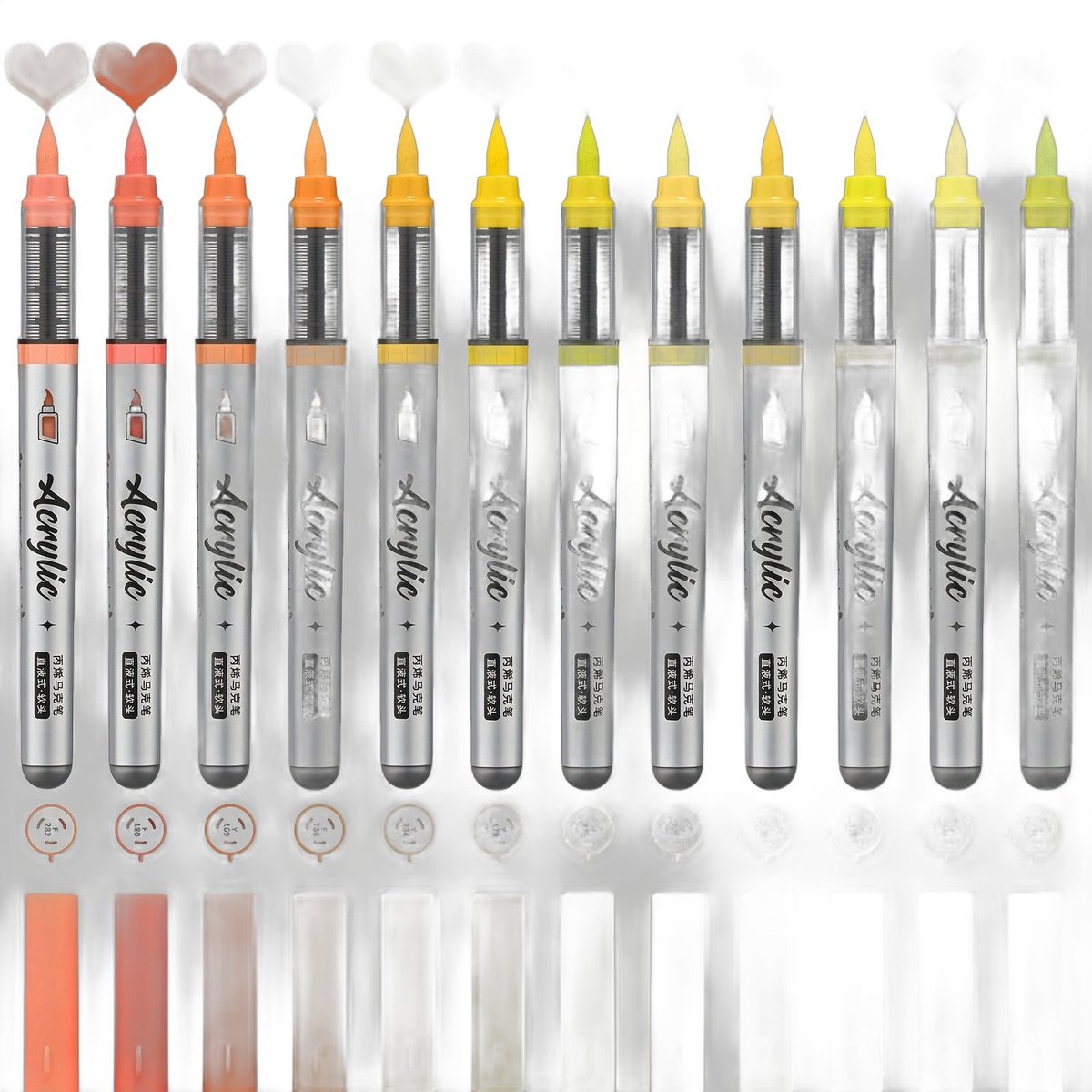 Currero Aquamarkers - Twinmarkers - Brushpennen - Stiften - Markeerstiften Op Waterbasis - Dual Tip - Tekenen En Kleuren - Geel 12 Stuks