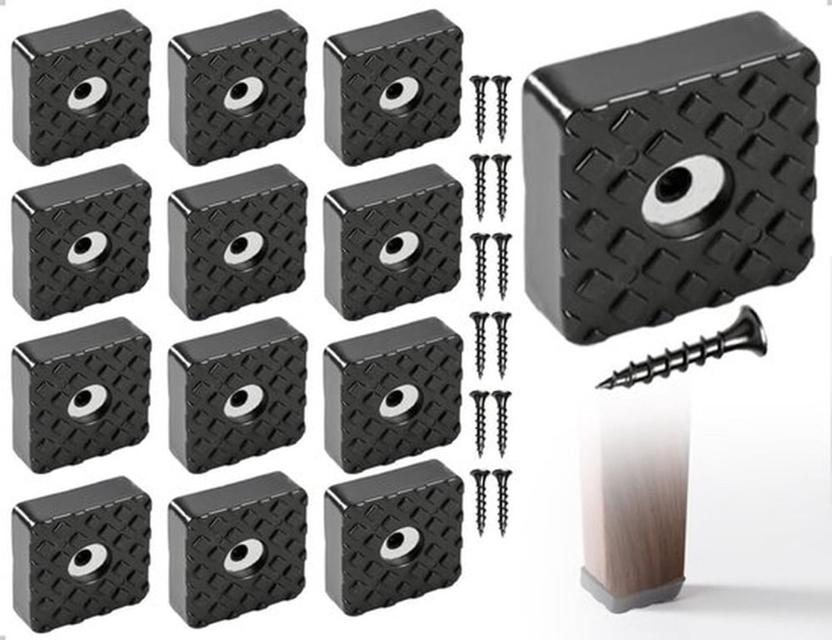- Rubber Voeten - Meubelbescherming - Non-Slip - Zwart - Geschikt voor Thuis en Kantoor - 12 Stuks