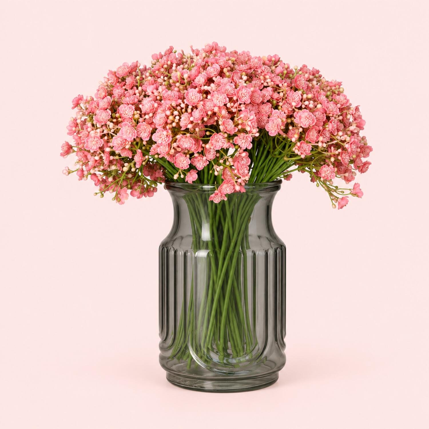 Bellatio Design Kunstbloemen boeket Gipskruid - 5x - 30 cm - roze - kunst zijdebloemen - Gypsophila