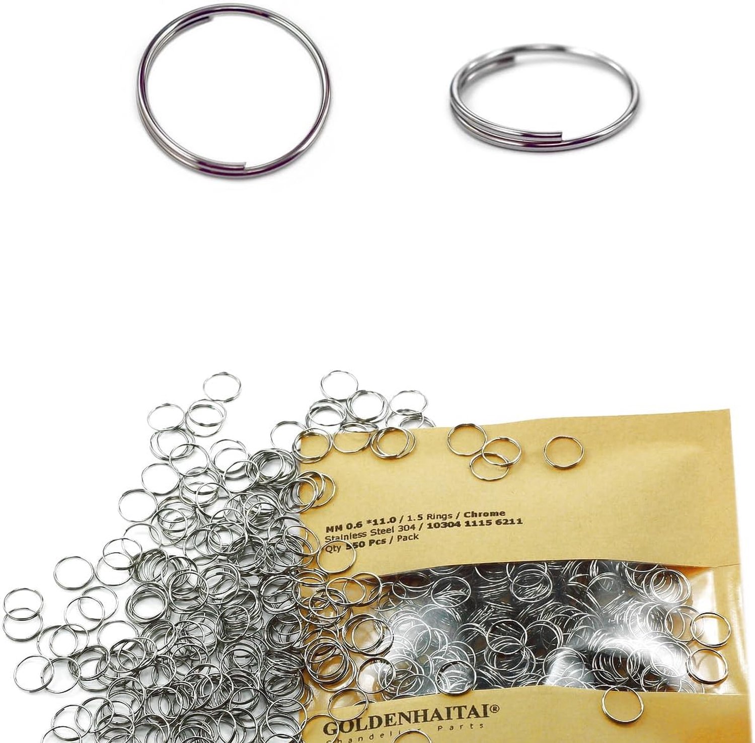 Splitringen 11 mm - roestvrij staal - antiek - ideaal voor kristallen gordijnen en sieraden maken - Vemera