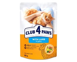 Natvoer Katten Club 4 Paws - Lam in Jus - Compleet 24x85gr, Omega 3 & 6