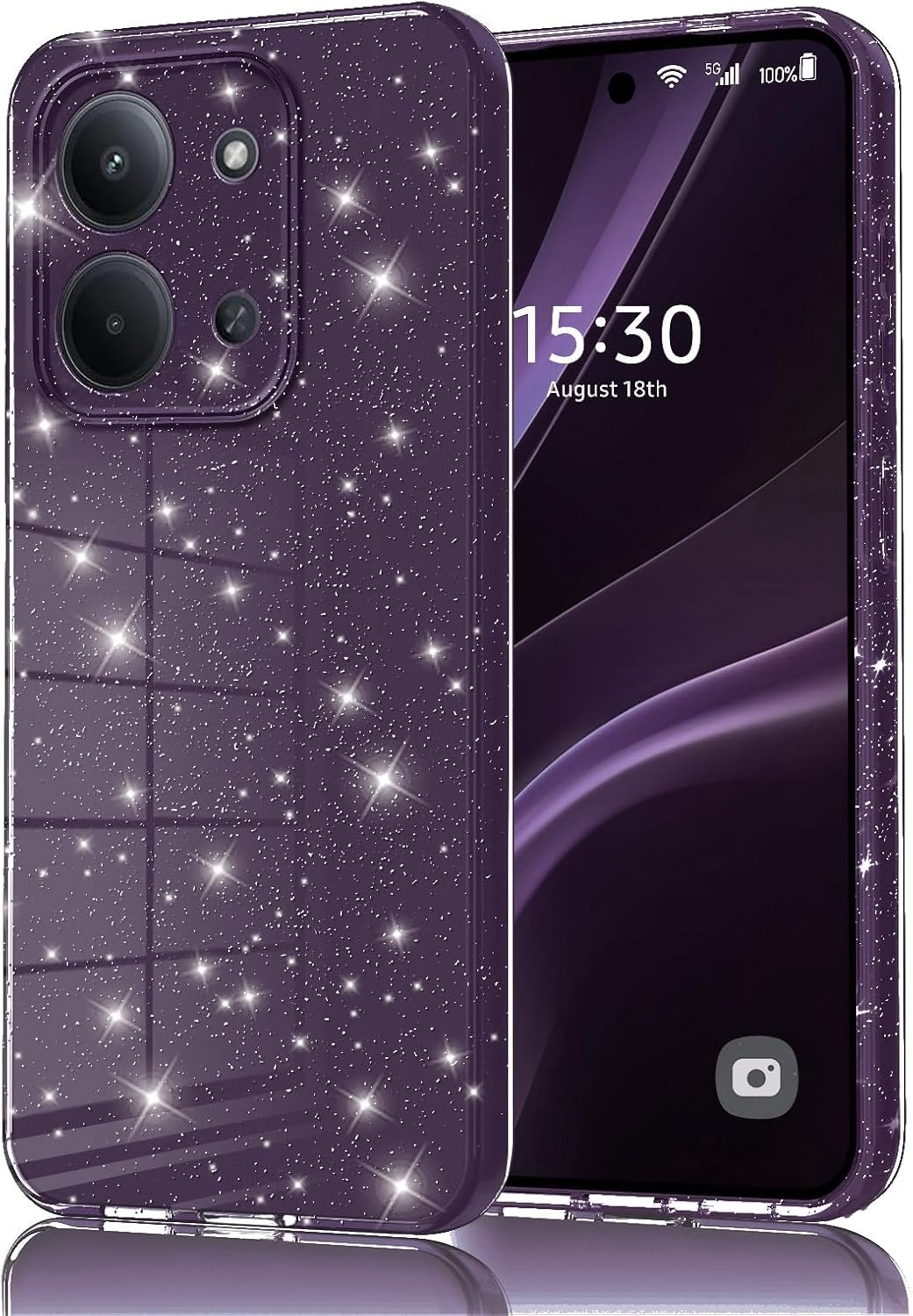 Hoesje voor Xiaomi Redmi 15C 5G/4G, siliconen TPU, anti-vingerafdruk, stootvast, dun en krasbestendig, donkerpaars