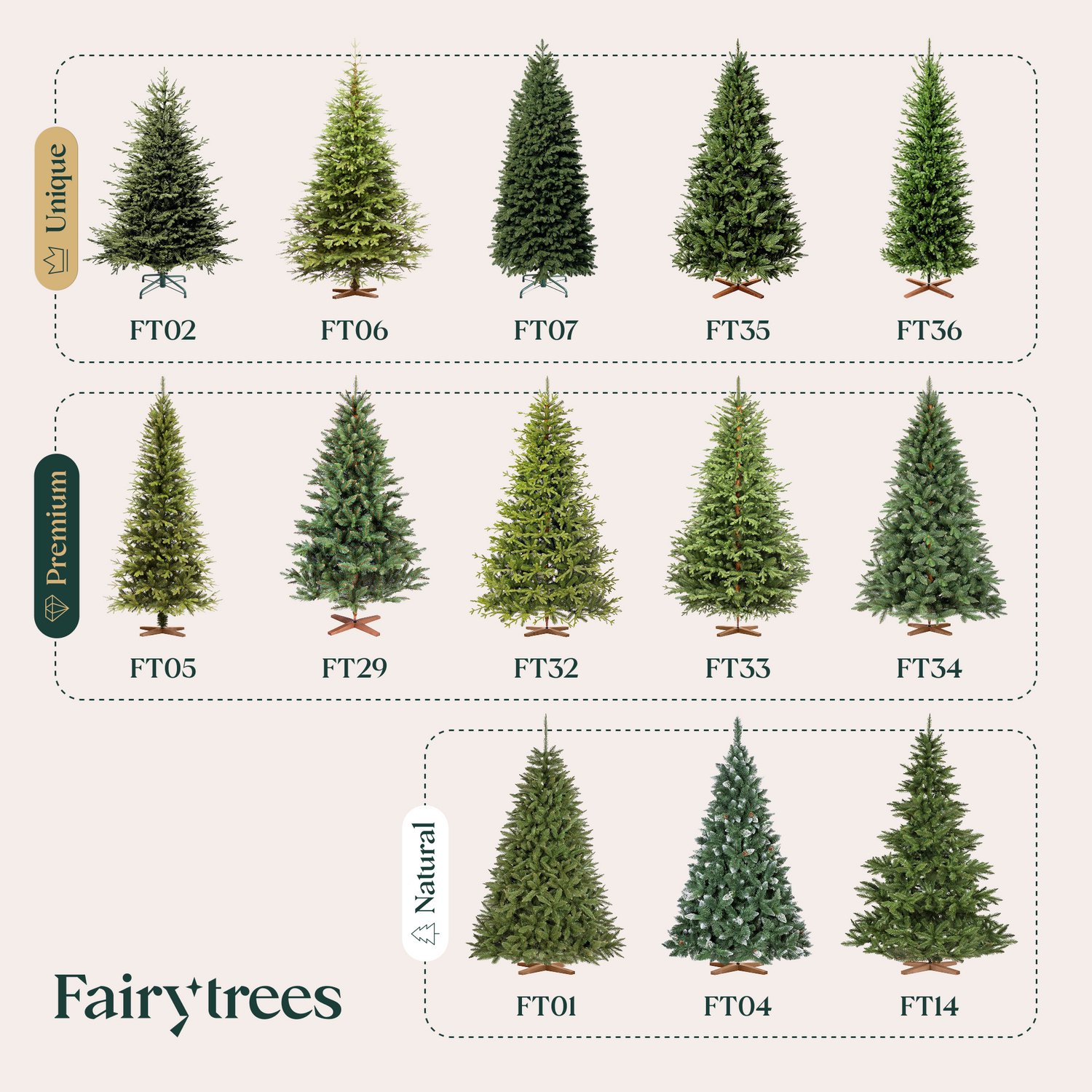 FAIRYTREES Kunstkerstboom, Nordmann-spar, 150 cm Natuurgetrouwe spuitgietelementen, made in EU (FT34) – foto 8