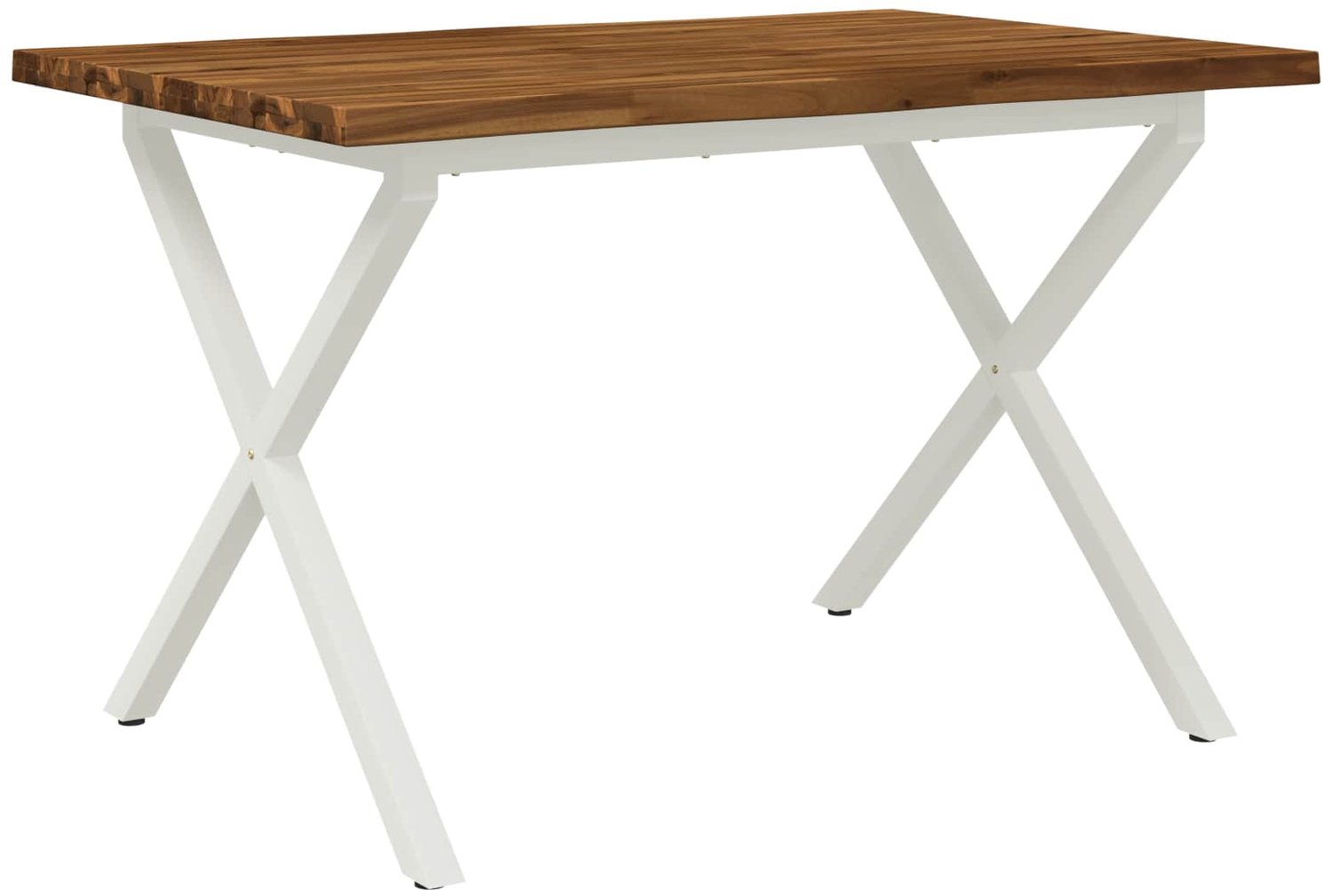 vidaXL Eettafel - met - levendige - rand - 120 - x - 80 - x - 75 - cm Natuurlijk en Wit