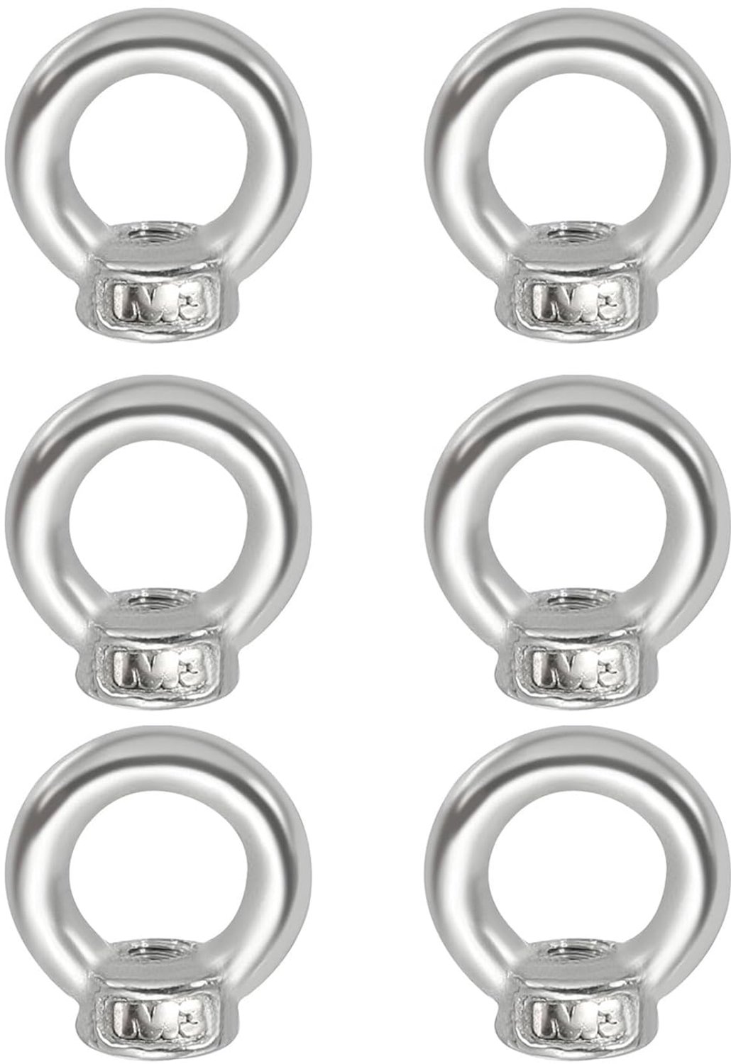6 stuks ringmoeren M3, roestvrij staal, voor ophangingen
