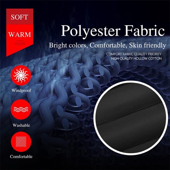 Zachte, warme polyester stof met winddichte, wasbare en comfortabele eigenschappen.