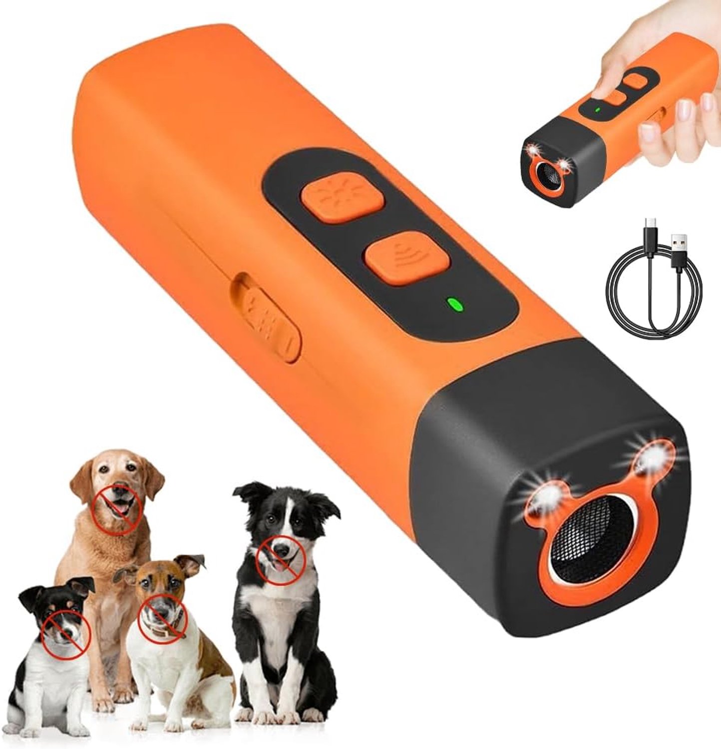 Anti-blaf apparaat voor honden, 3 frequenties, oplaadbaar, met LED-lamp, tot 6 meter