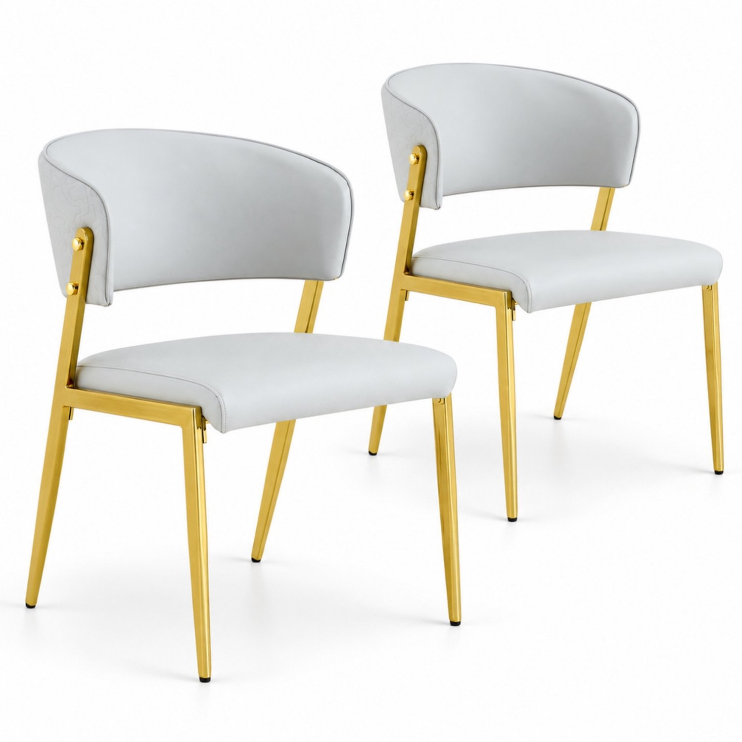 LONG DRAGON - Eetkamerstoelen - Set van 2 - Lichtgrijs - Gepolsterde zitting en rugleuning