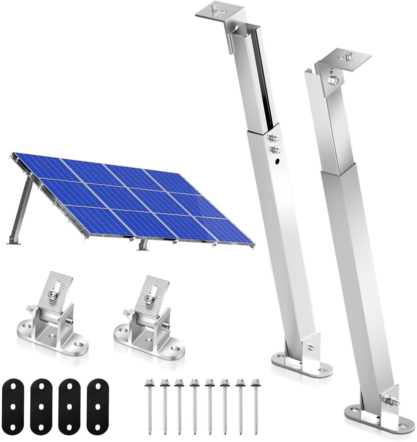 Zonnepaneelhouder - Individueel instelbaar - Voor vlakke daken en boten (1 paar)