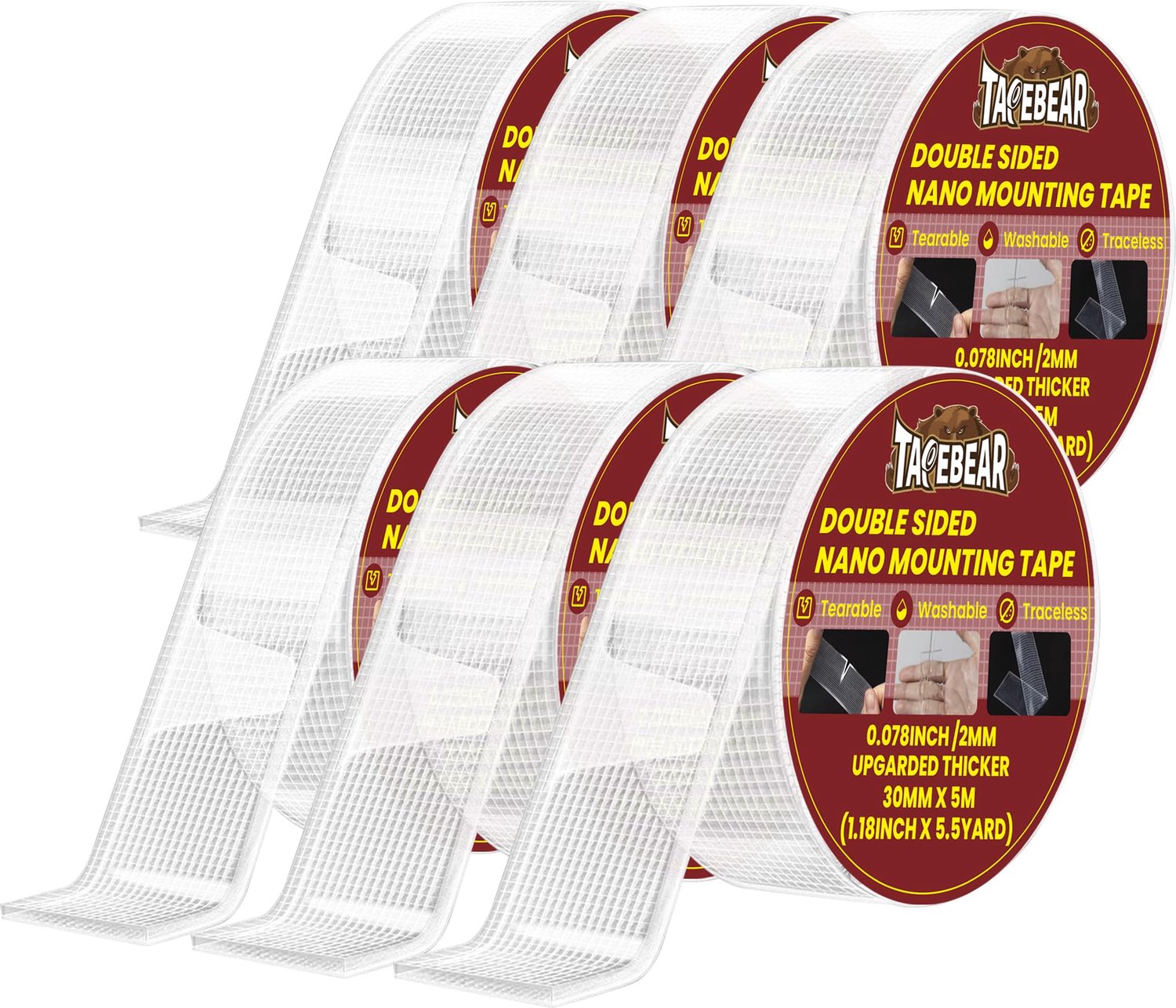 6 Rollen Nano Plakband 3 cm x 5 m - Sterke Dubbelzijdige Tape