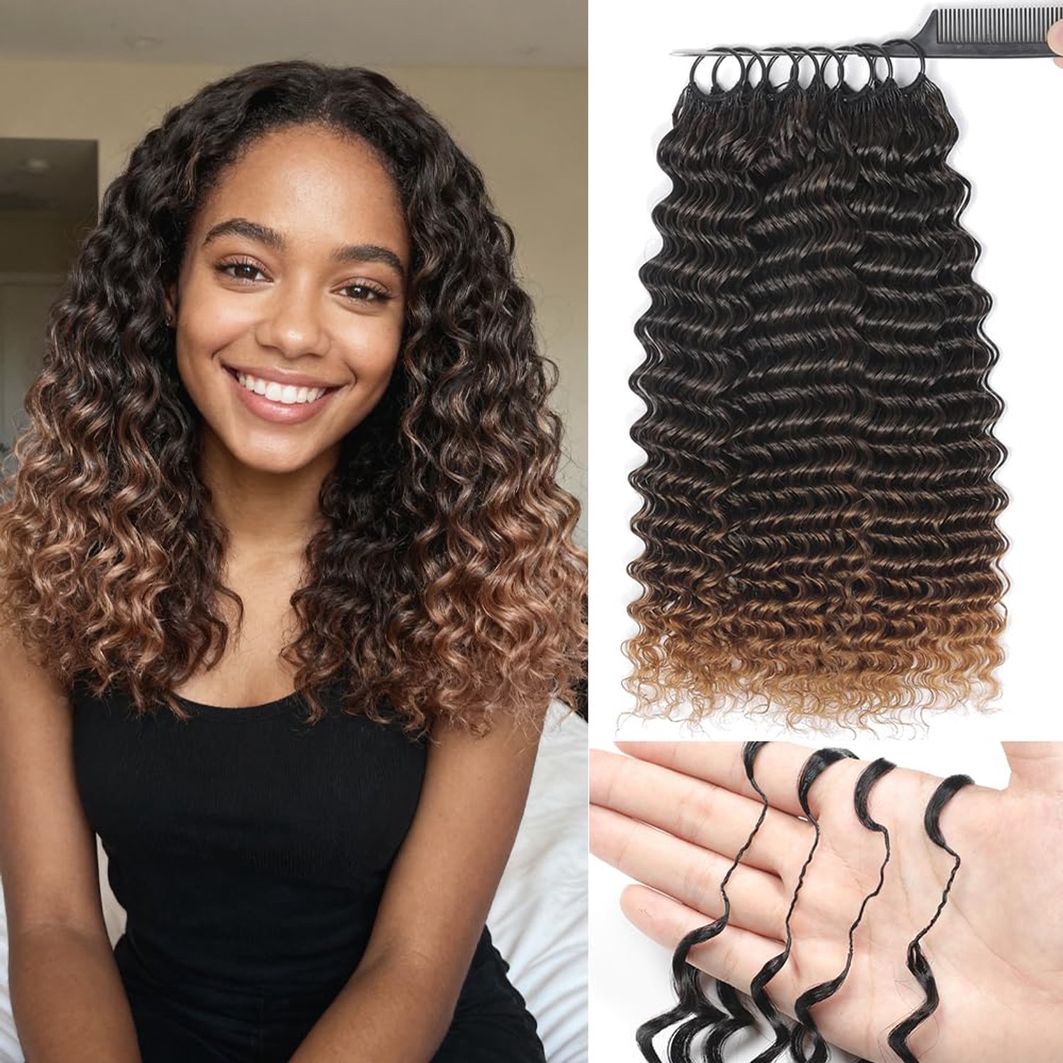 16 Zoll Deep Wave Ombre Haarkunst met 200g en 160pcs