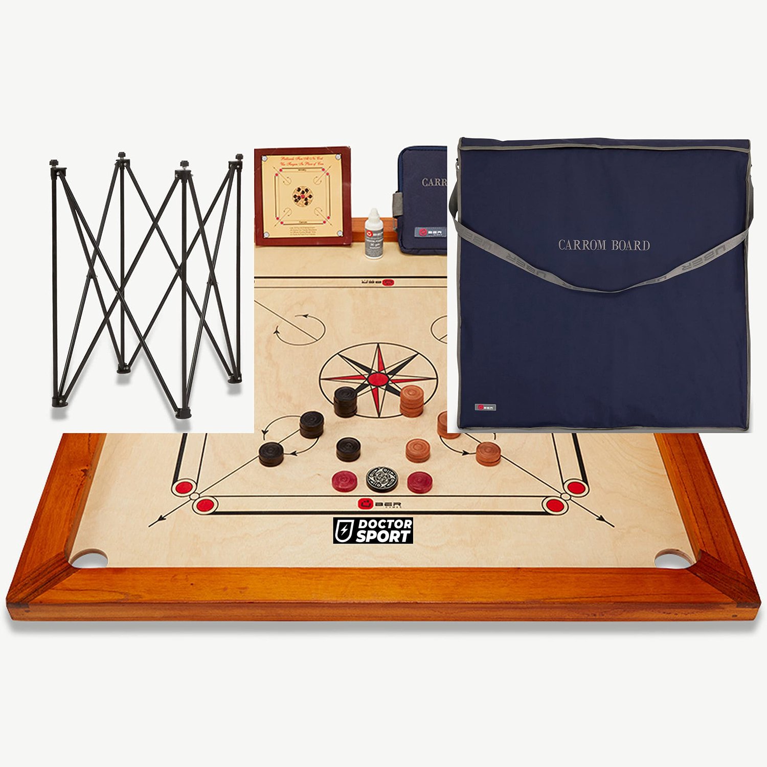 Carrom Speelbord - Compleet met houten speelstukken