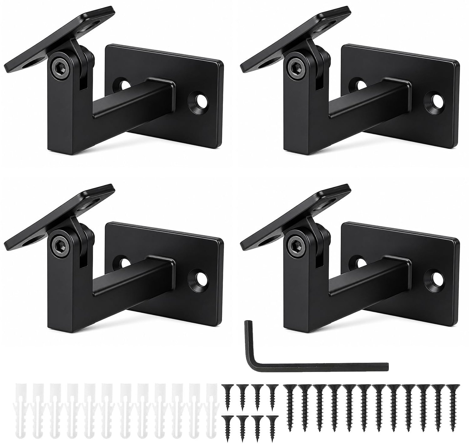 Verstelbare Trapleuning Beugels - Set van 4 - Zwart
