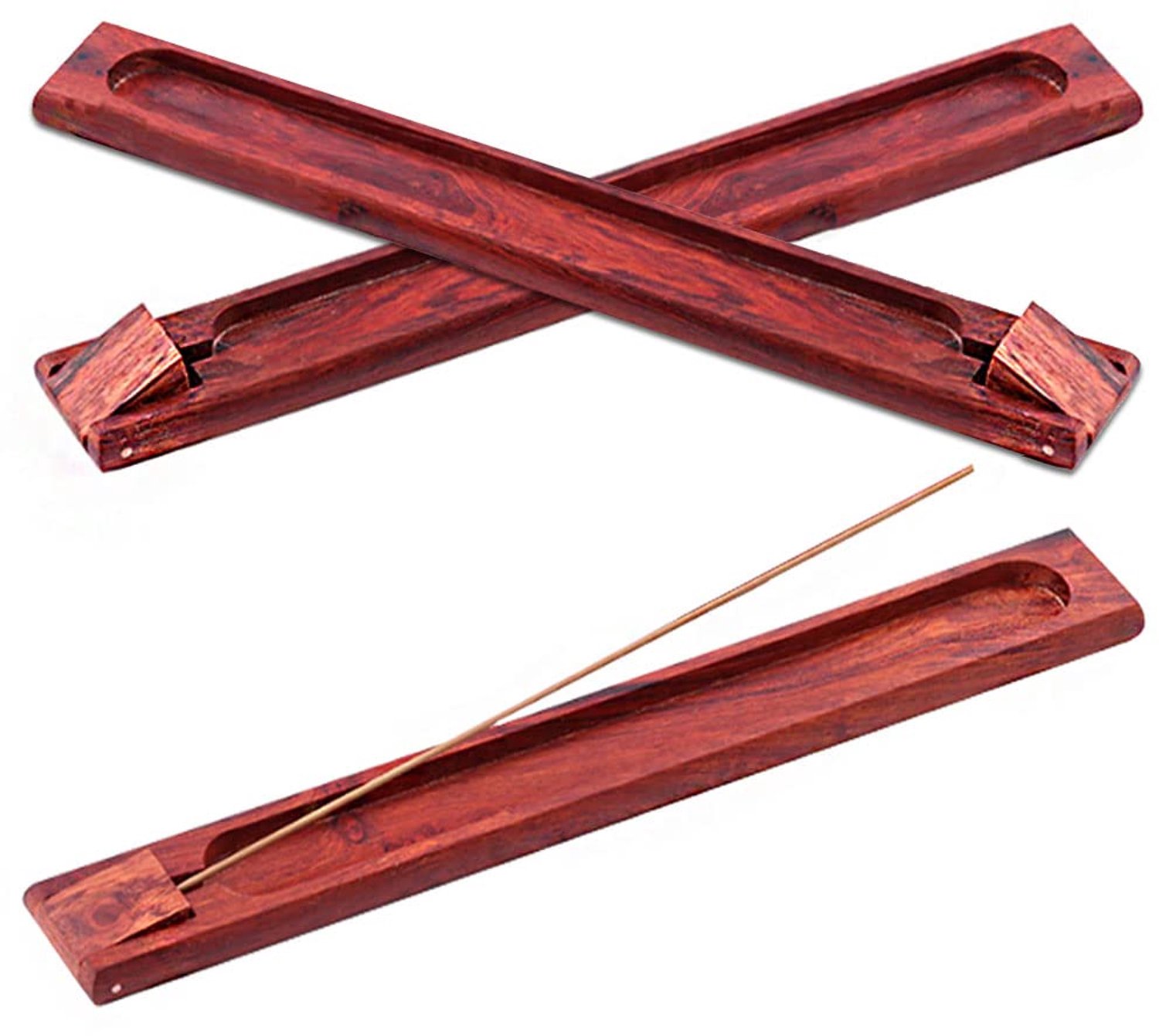 Wierookstokjeshouder Hout - 3 Stuks - Verstelbaar - Klassiek - Antiek - Afmetingen 23,8 x 3 cm - Wierookbrander