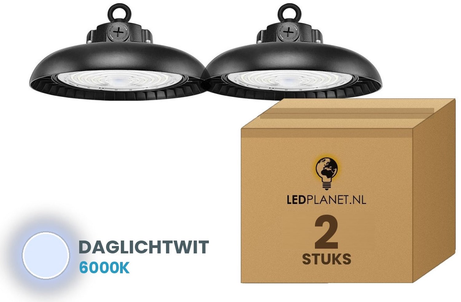 Tsong UFO Lamp - LED High Bay 200W - 41.000 lm - Daglichtwit 6000K - 2 stuks - Instelbaar 120/160/200W - 0-10V Dimbaar - IP65 - Hal, Werkplaats- & Garageverlichting - 5 jaar garantie