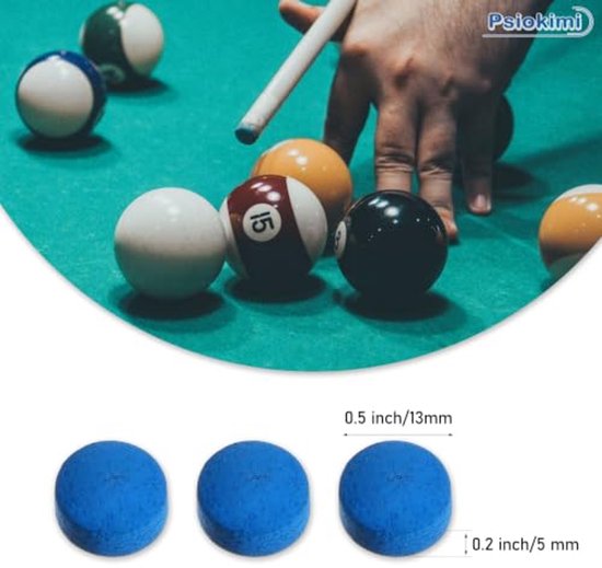 Set van 50 Pool Cue Tips - 13mm - Blauw — afbeelding 2