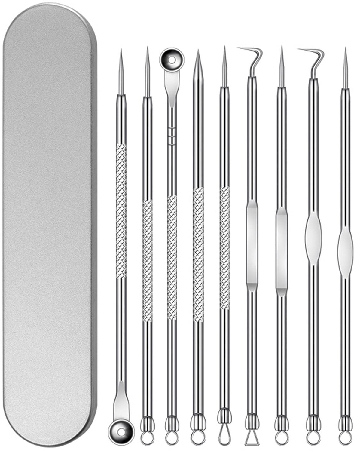 Set van 9 Stalen Blackhead Verwijzers voor Huidverzorging