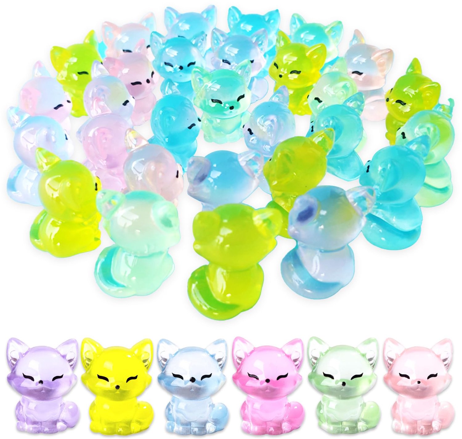 Set van 30 Mini Figuren van Kunsthars in Luminous Kleuren