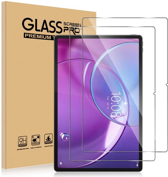 Premium glazen schermbeschermer voor tablet, 9H hardheid, kras- en explosiebestendig in bruine verpakking.